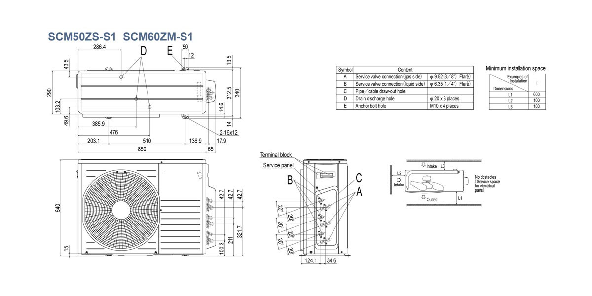 Схематическое изображение SCM50ZS-S1, SCM60ZM-S1