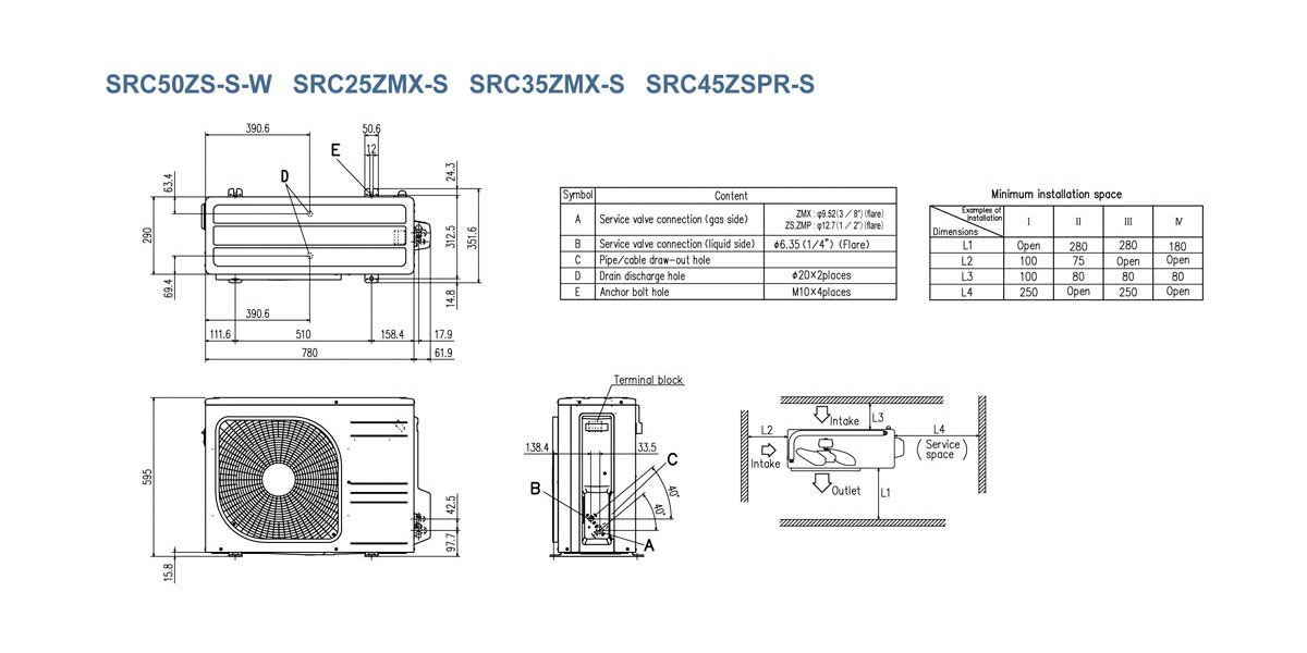 Схематическое изображение SRC50ZS-S-W, SRC25-35ZMX-S, SRC45ZSPR-S