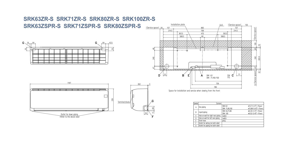 Схематическое изображение SRK63-100ZR-S, SRK63-80ZSPR