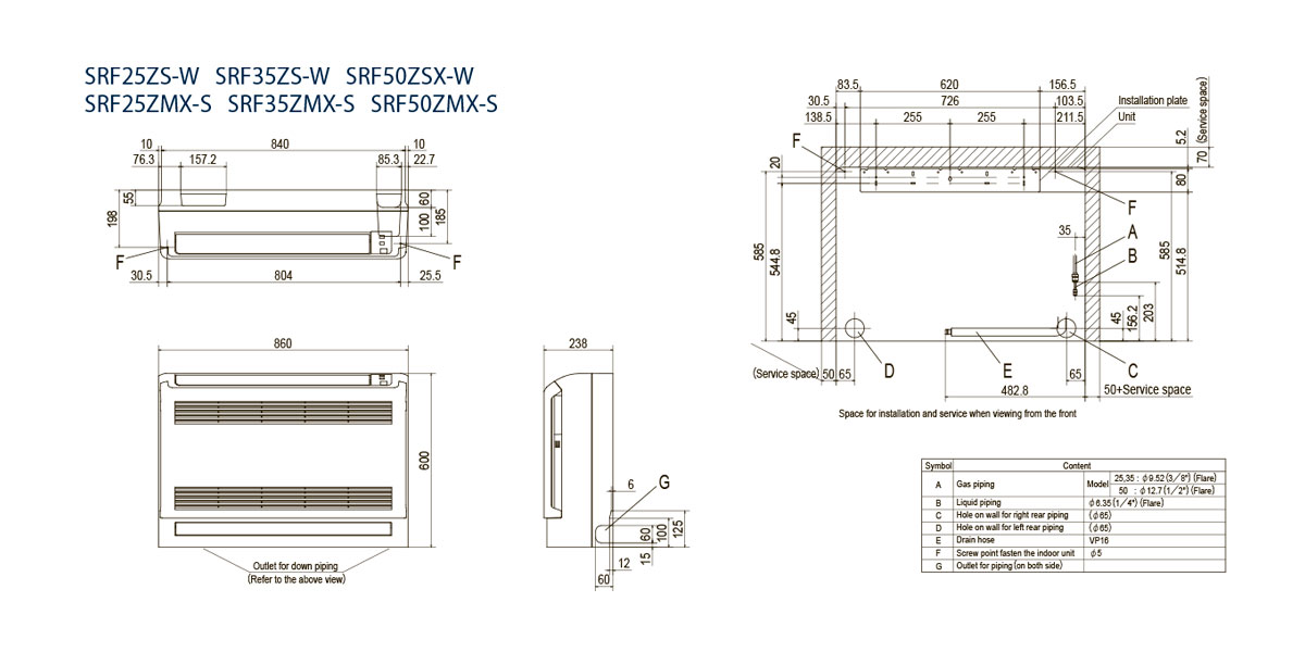Схематическое изображение SRF25-50ZMX-S SRF25-35ZS-W SRF50ZSX-W